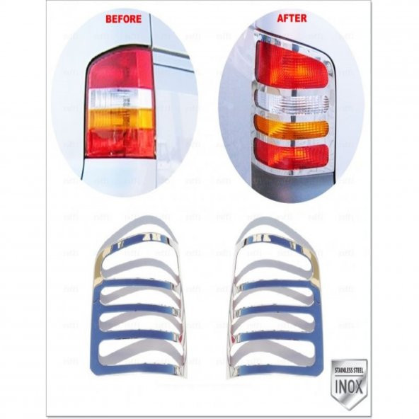 FAMS OTO AKSESUAR VW T5 Transporter-Caravelle-Multivan Krom Stop Çerçevesi 2 Parça 2003-2015 Paslanmaz Çelik ÇİFT KAPI - 2