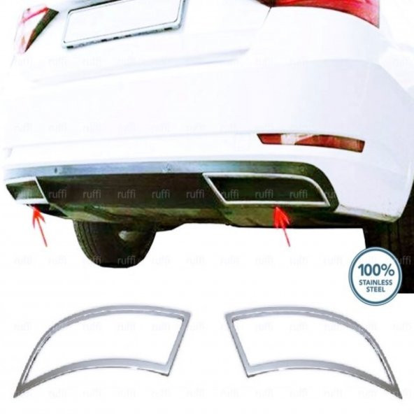 FAMS OTO AKSESUAR Skoda SuperB Krom Egzoz Çerçevesi 2 Parça 2015 Üzeri Paslanmaz Çelik ürün görseli