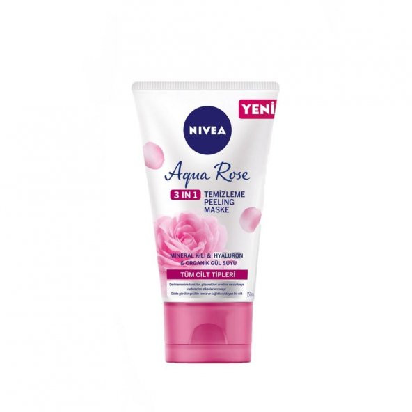 Nivea Aqua Rose 3ü1 Arada Tüm Ciltler Yüz Temizleme Peeling Maske 150ML