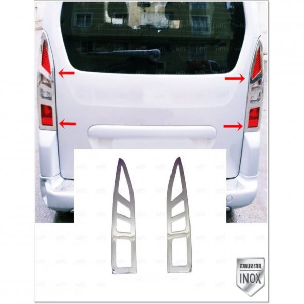 FAMS OTO AKSESUAR Peugeot Partner Tepee Krom Stop Çerçeve 2 Parça 2008-2012 Arası  Paslanmaz Çelik - 1
