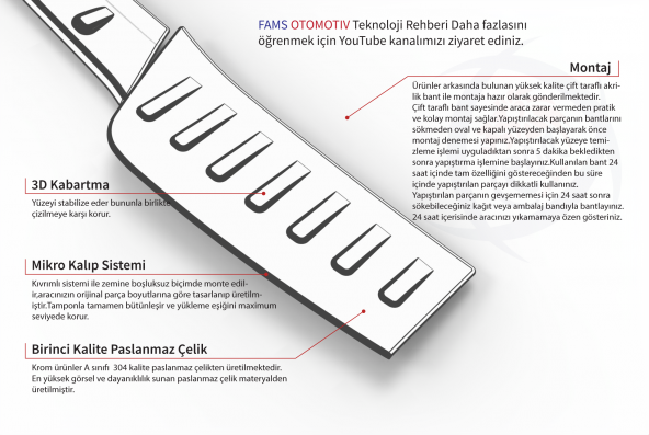 FAMS OTO AKSESUAR Citroen Berlingo Krom Arka Tampon Üzeri Koruma 2008-2018 arası Paslanmaz Çelik - 4