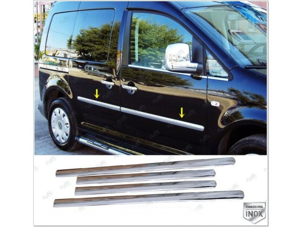 FAMS OTO AKSESUAR VW Caddy Krom Yan Kapı Çıtası 4 Parça  2004-2015 Paslanmaz  Çelik - 1