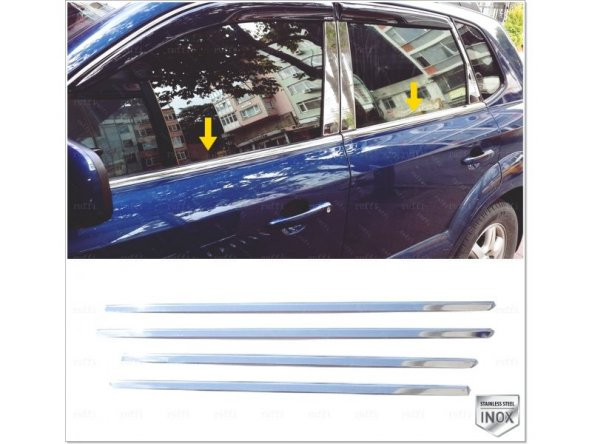 FAMS OTO AKSESUAR Hyundai Tucson Krom Cam Çıtası 4 prç. 2004-2010 Paslanmaz Çelik