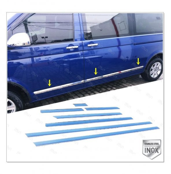 FAMS OTO AKSESUAR VW T5 Multivan Krom Yan Kapı Çıtası 7 prç 2004-2015 P.ÇELİK (UZUN ŞASE)