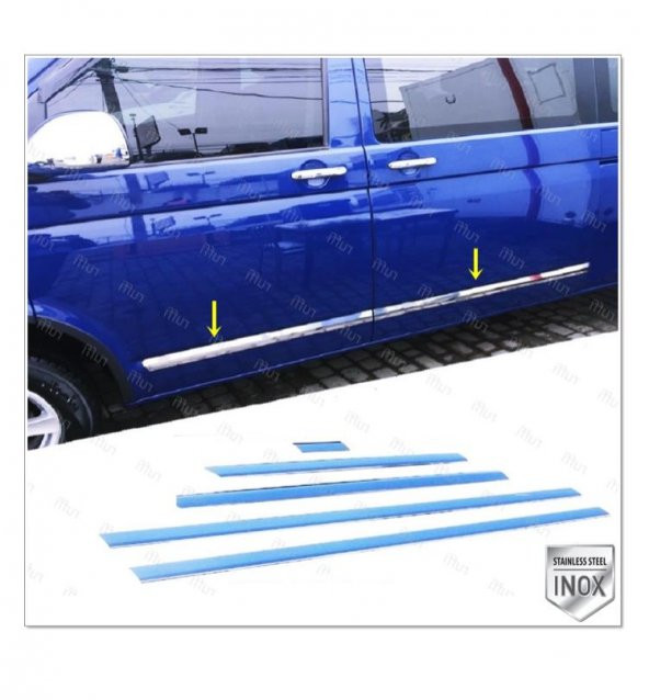 FAMS OTO AKSESUAR VW T5 Caravelle Krom Yan Kapı Çıtası 5 prç 2004-2015 P.ÇELİK (KISA ŞASE) - 1