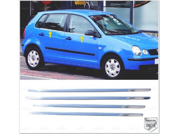 FAMS OTO AKSESUAR VW Polo Krom Cam Çıtası 4 parça  2001-2009 arası  Paslanmaz Çelik