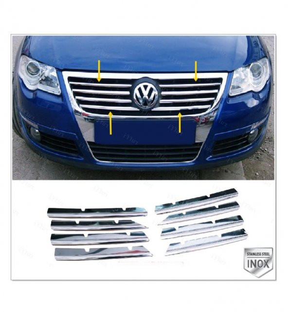 FAMS OTO AKSESUAR VW Passat B6 Krom Ön Panjur 8 prç. 2005-2010 arası P. Çelik ürün görseli