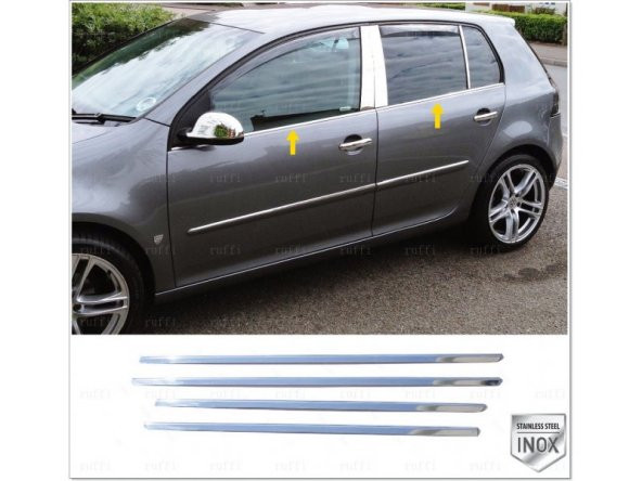 FAMS OTO AKSESUAR VW Golf 5 Krom Cam Çıtası 4 prç. 2004-2009 arası Paslanmaz Çelik - 1