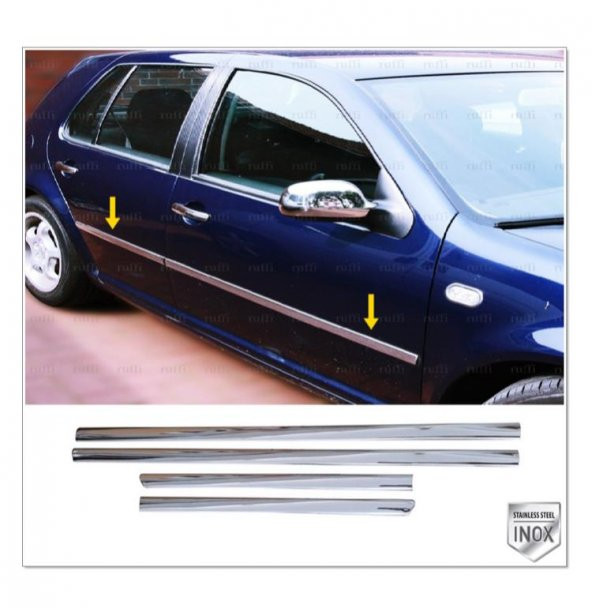 FAMS OTO AKSESUAR VW Golf 4 Krom Yan Kapı Çıtası 4 Kapı 1998-2004 P. Çelik