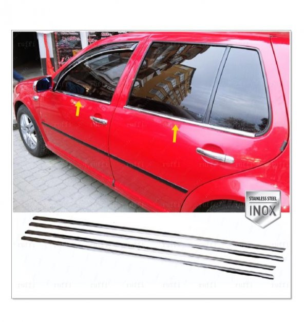 FAMS OTO AKSESUAR VW Golf 4 Krom Cam Çıtası 4 prç. 1998-2004 P. Çelik - 1