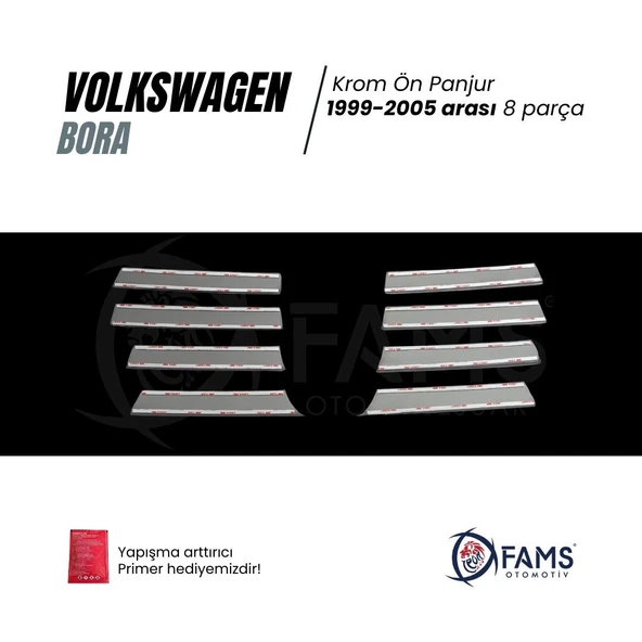 FAMS OTO AKSESUAR VW Bora Krom Ön Panjur 8 prç. 1998-2004 P. Çelik - Resim 3