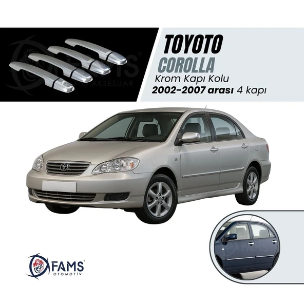 FAMS OTO AKSESUAR Toyota Corolla Krom Kapı Kolu 4 Kapı 2002-2007 P. Çelik - Resim 2
