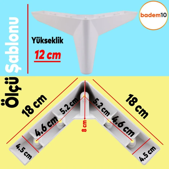 Napoli Lüks Mobilya Kanepe Sehpa Puf Koltuk Ayağı 12 cm Beyaz Baza Ayak - 4