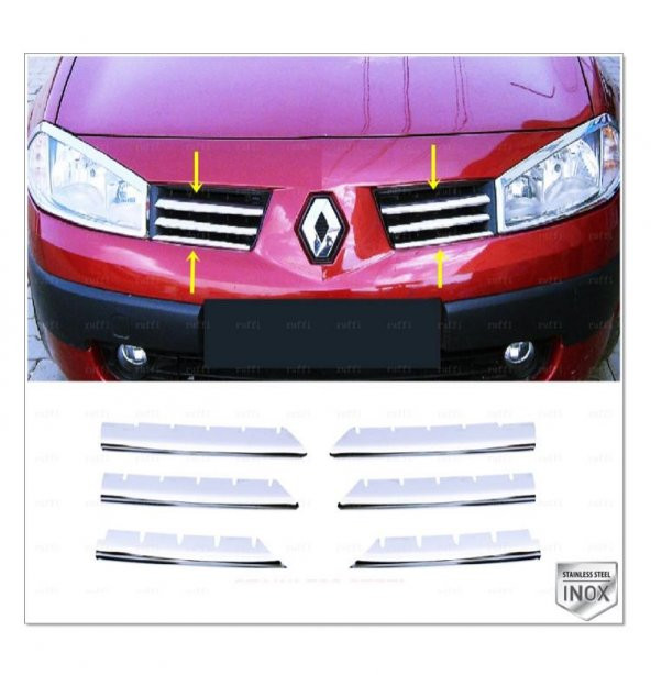 FAMS OTO AKSESUAR Renault Megane 2 Krom Ön Panjur 6 prç. 2002-2006 Arası P. Çelik ürün görseli