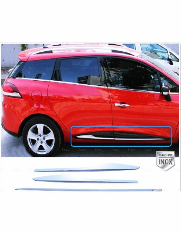 FAMS OTO AKSESUAR Renault Clio 4 GRANDTOUR Krom Yan Kapı Çıtası 4 kapı 2012 ve üzeri  P.ÇELİK