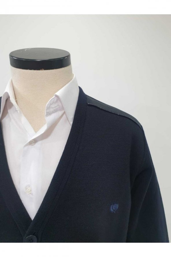 Erkek Lacivert Çelik Örgü Düğmeli Hırka - 2