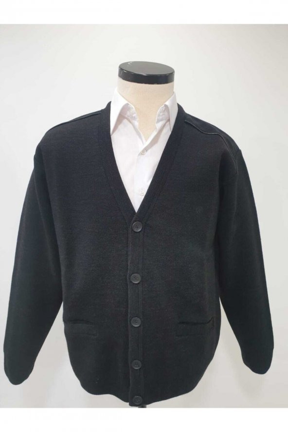 Erkek Lacivert Çelik Örgü Düğmeli Hırka - 3