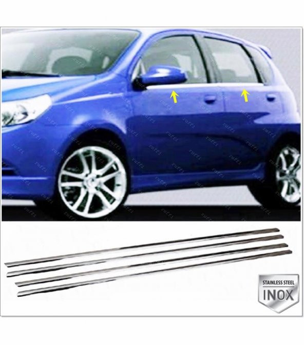 FAMS OTO AKSESUAR Chevrolet Aveo HB Krom Cam Çıtası 4 parça 2005-2011 ARASI P.ÇELİK - 1