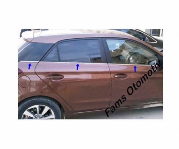 FAMS OTO AKSESUAR Hyundai İ20 Krom Cam Çıtası 4 prç. 2014 > Paslanmaz Çelik - 1