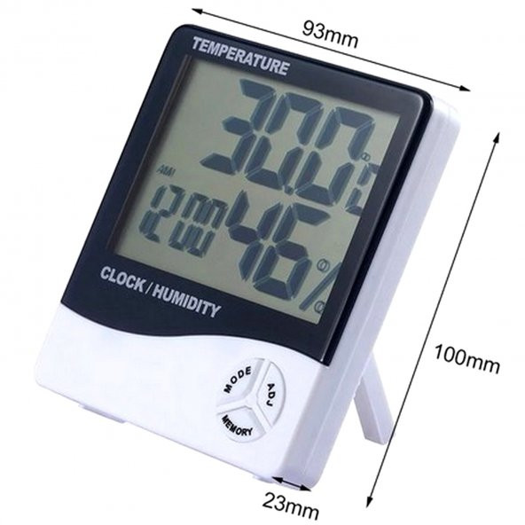 Dijital Termometre Isı Nem Ölçer Oda Sıcaklık Alarmlı Masa Saati - 2