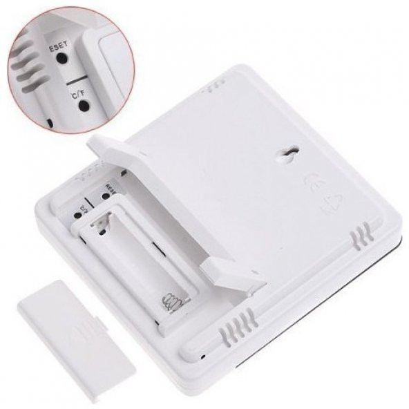 Dijital Termometre Isı Nem Ölçer Oda Sıcaklık Alarmlı Masa Saati - 5