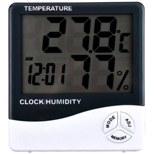 Dijital Termometre Isı Nem Ölçer Oda Sıcaklık Alarmlı Masa Saati - 6