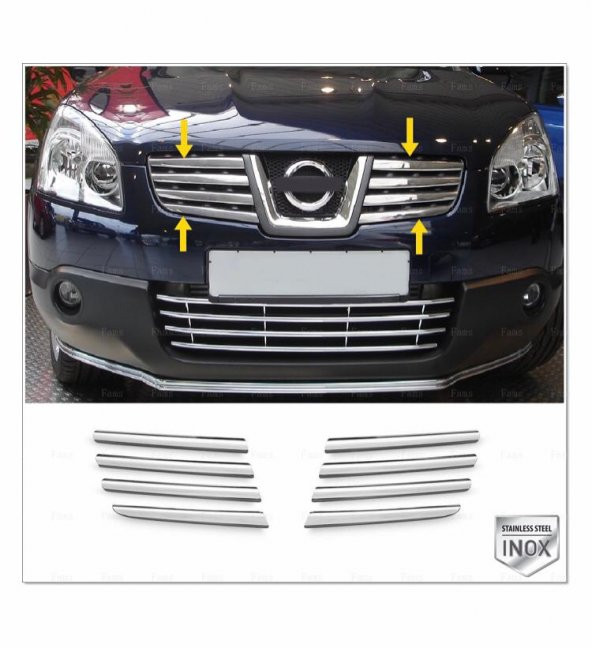 FAMS OTO AKSESUAR Nissan Qashqai Krom Ön Panjur 8 prç. 2007-2010 P. Çelik - 1