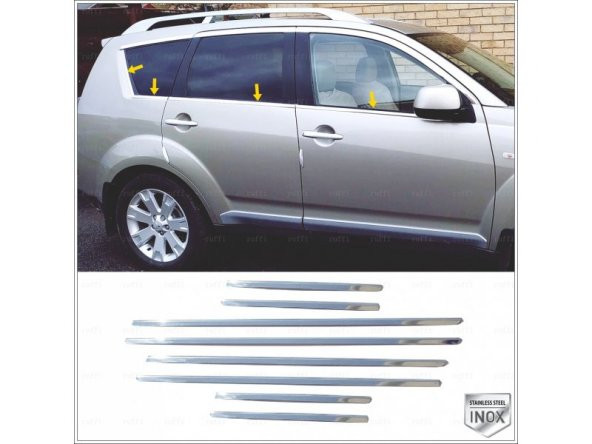 FAMS OTO AKSESUAR Mitsubishi Outlander Krom Cam Çıtası 8 parça 2006-2012 arası Paslanmaz Çelik
