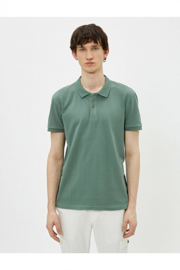 Erkek Sarı Polo Yaka T-Shirt Basic Kisa Kollu Pamuklu - 6