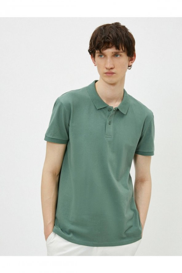 Erkek Sarı Polo Yaka T-Shirt Basic Kisa Kollu Pamuklu - 8