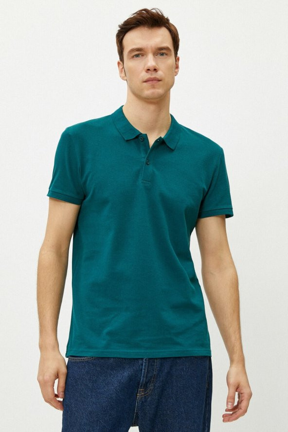 Erkek Sarı Polo Yaka T-Shirt Basic Kisa Kollu Pamuklu - 9