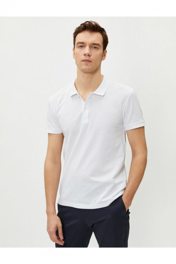 Erkek Sarı Polo Yaka T-Shirt Basic Kisa Kollu Pamuklu - 11