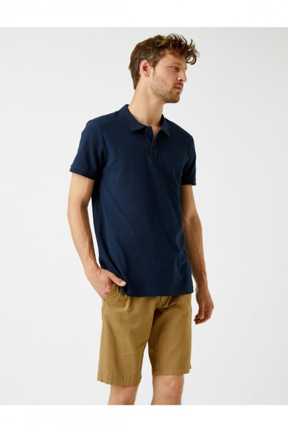 Erkek Sarı Polo Yaka T-Shirt Basic Kisa Kollu Pamuklu - 12