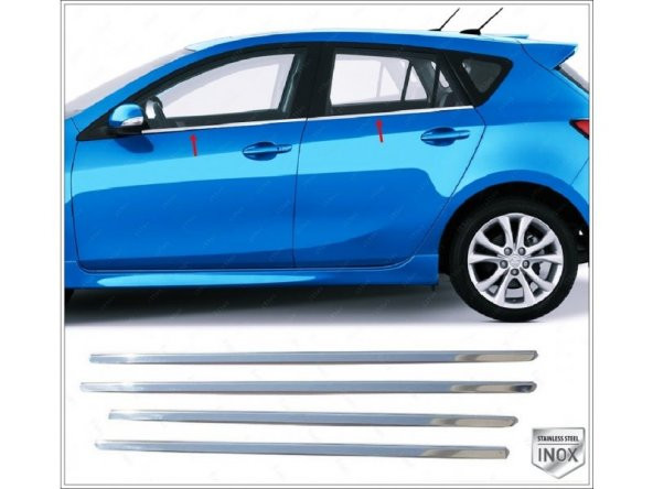 FAMS OTO AKSESUAR Mazda 3 HB Krom Cam Çıtası 4 prç. 2008-2014 arası Paslanmaz Çelik - 1