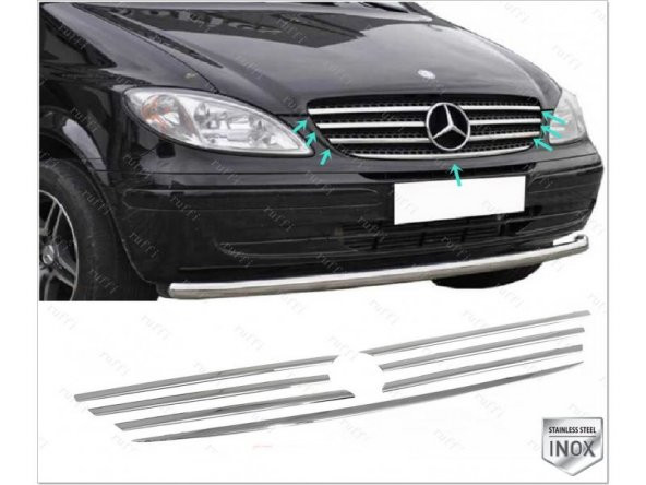 FAMS OTO AKSESUAR Mercedes Vito W639 Krom Ön Panjur 7 parça 2003-2010 Paslanmaz Çelik
