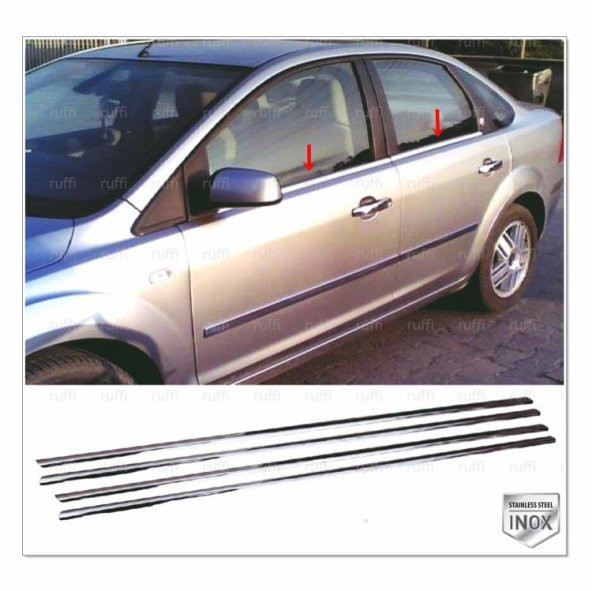 FAMS OTO AKSESUAR Ford Focus 2 SEDAN Krom Cam Çıtası 4 prç. 2005-2011 P. Çelik