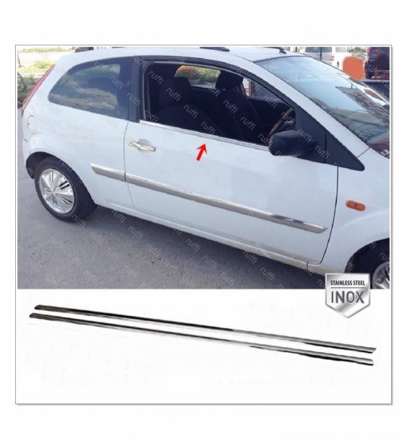FAMS OTO AKSESUAR Ford Fiesta Krom Cam Çıtası 2 prç. 2002-2008 P. Çelik (COUPE)