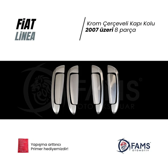 FAMS OTO AKSESUAR Fiat Linea Krom Kapı Kolu 4 Kapı 8 Parça 2007 ve üzeri Paslanmaz Çelik (Çerçeveli) - Resim 2