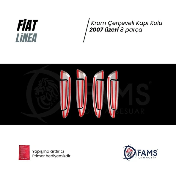FAMS OTO AKSESUAR Fiat Linea Krom Kapı Kolu 4 Kapı 8 Parça 2007 ve üzeri Paslanmaz Çelik (Çerçeveli) - Resim 3