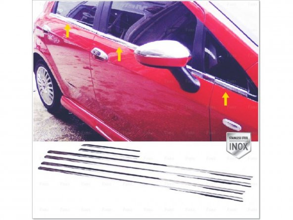 FAMS OTO AKSESUAR Fiat Grande Punto Krom Cam Çıtası 6 prç. 2006 Üzeri P. Çelik