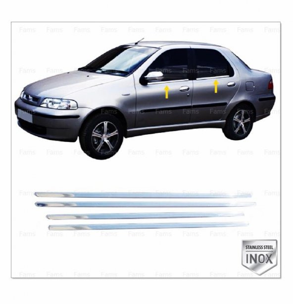 FAMS OTO AKSESUAR Fiat Albea Krom Cam Çıtası 4 prç. 2002 Üzeri P.Çelik - 1