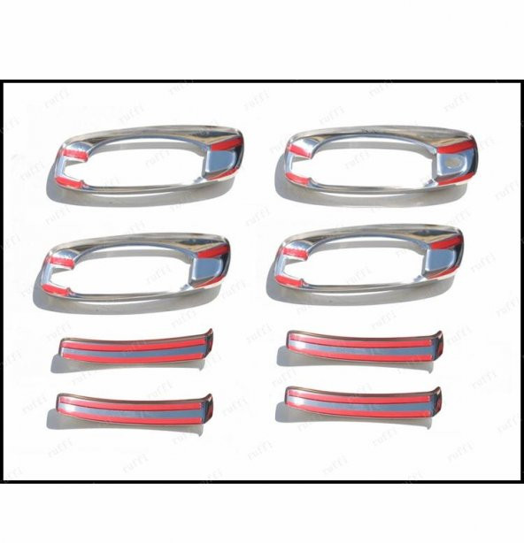 FAMS OTO AKSESUAR Fiat Fiorino Kapı Kolu+Çerçeve 4 Kapı 8 Parça 2008 ve üzeri Paslanmaz Çelik - 4