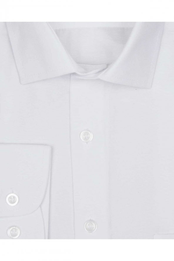 Erkek Beyaz Bol Kesim Düz  Gömlek - Resim 2