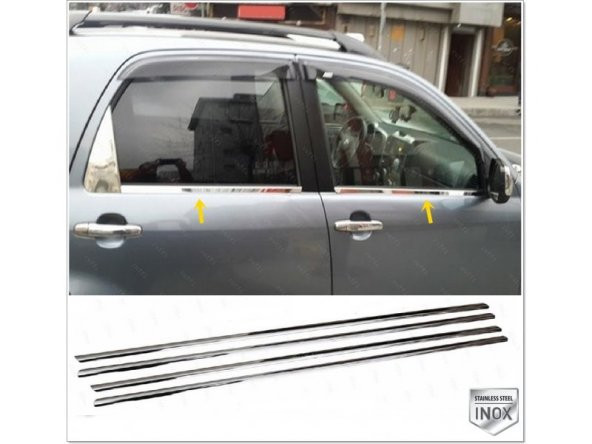 FAMS OTO AKSESUAR Daihatsu Terios Krom Cam Çıtası 4 parça 2005 ve üzeri Paslanmaz Çelik