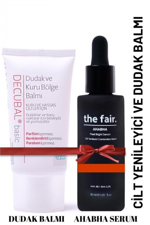 The Fair Aha Bha Cilt Yenileyici Serum 30ML ve Decubal Dudak Ve Kuru Bölge Balmı 30ML 2li Set