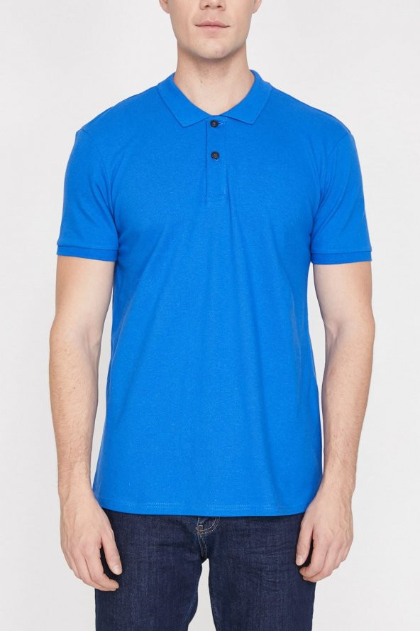 Erkek Mavi Polo Yaka T-Shirt 9YAM12133LK - 6