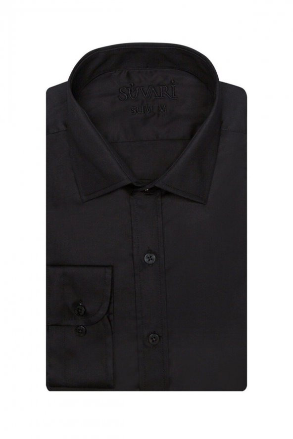 SÜVARİ Classics Smart Sport Dar Kalıp Takım Elbise Gömleği Düz Mavi Slim Fit Cepsiz - 4