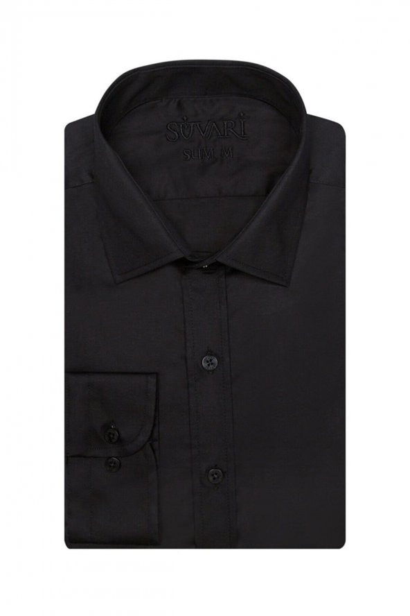 SÜVARİ Classics Smart Sport Dar Kalıp Takım Elbise Gömleği Düz Mavi Slim Fit Cepsiz - 5
