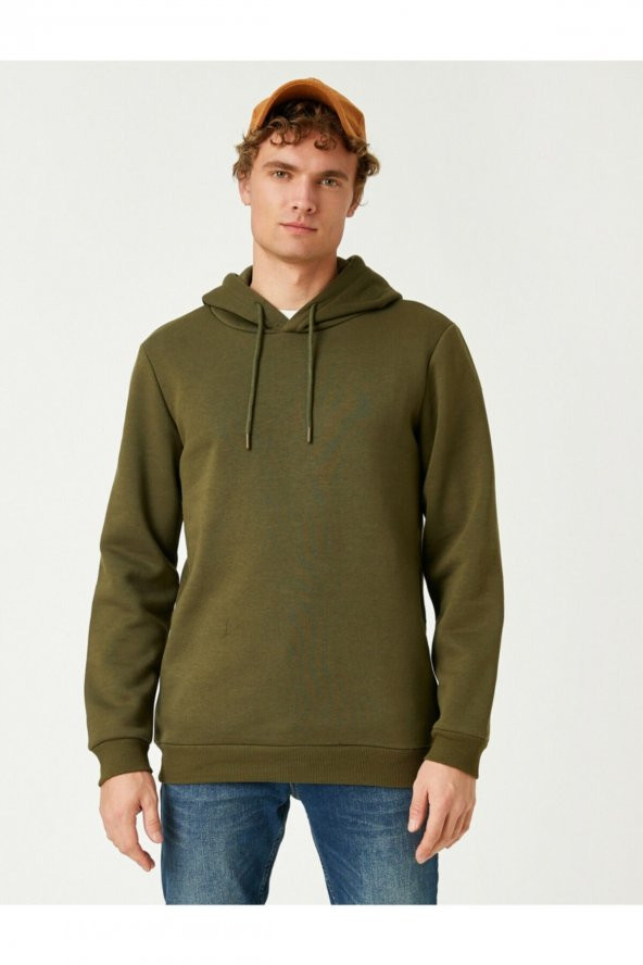 Basic Kapşonlu Sweatshirt - 2