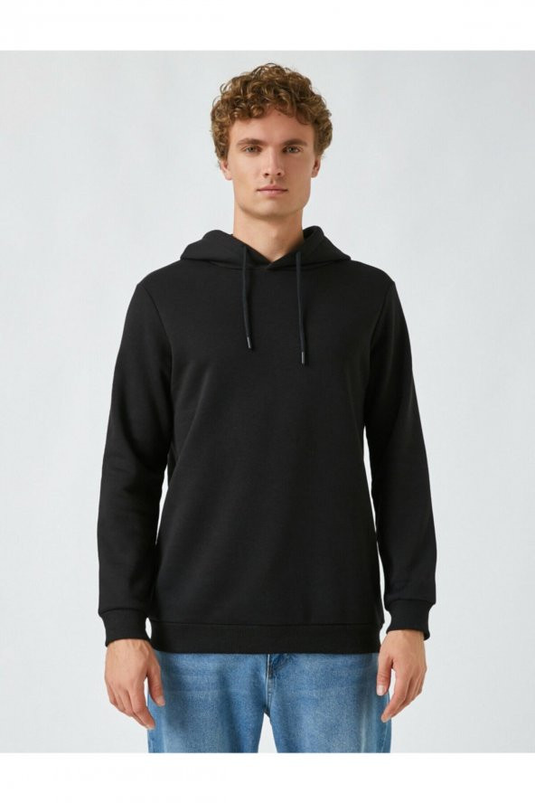 Basic Kapşonlu Sweatshirt - 4